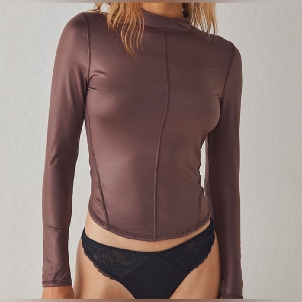 Intimately by Free People Straight up Long Sleeve Top in Brown - Size S